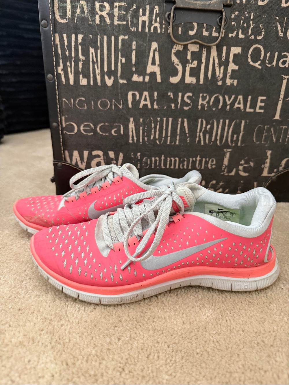 Nike Women’s Pink and Silver Athletic Running Shoes